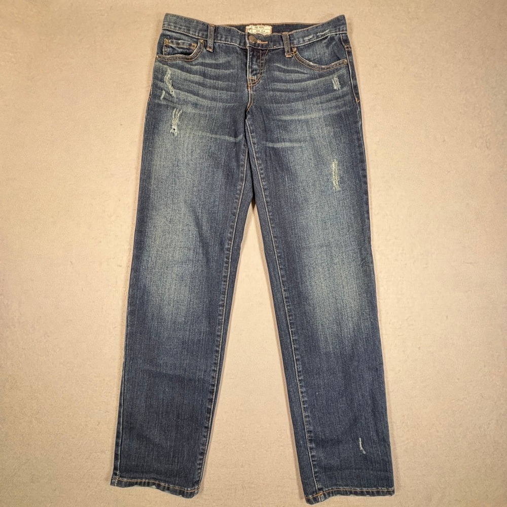 Free People Womens Jeans 26 Distressed Cropped Low Rise Straight Leg Blue Denim